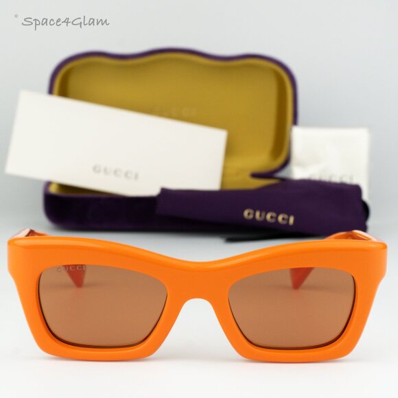 Gucci Men Sunglasses Orange Brown Cat Eye GG1773S 004 BRAND NEW - Picture 1 of 8